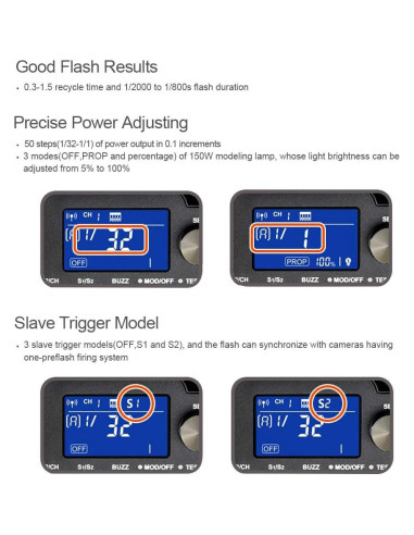 Flash Estroboscópico Godox QS800II 800Ws Luz de Estudio 150W
