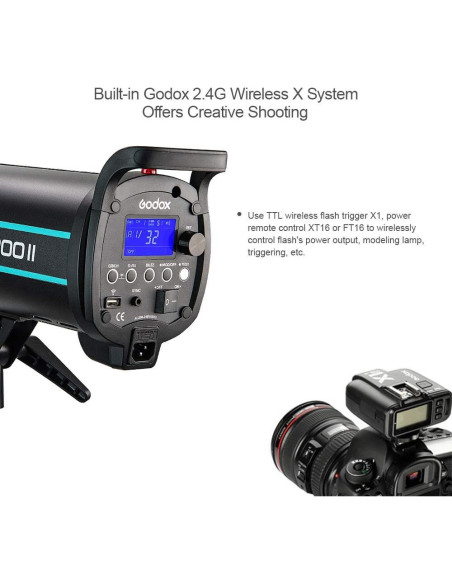 Flash Estroboscópico Godox QS800II 800Ws Luz de Estudio 150W