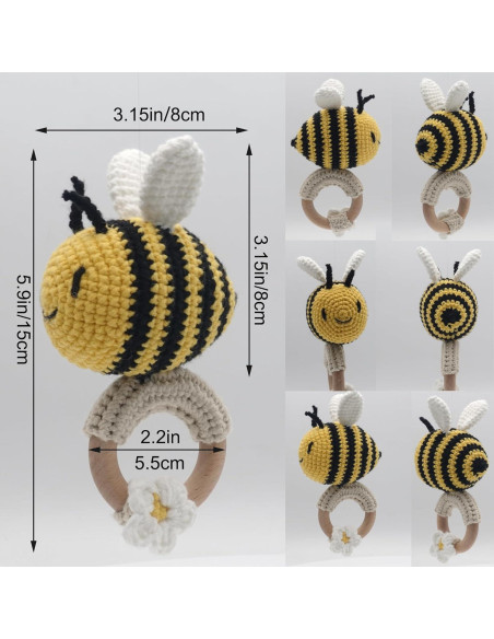 Sonajero de Ganchillo DICHA Abeja - Juguete Sensorial Bebés
