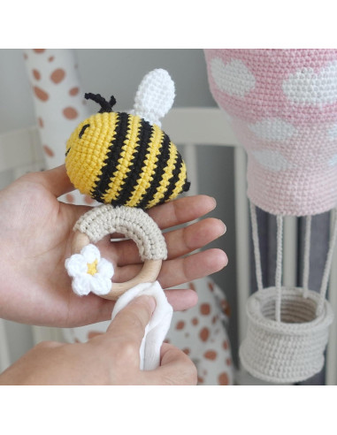 Sonajero de Ganchillo DICHA Abeja - Juguete Sensorial Bebés