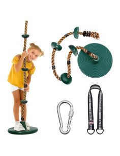 Columpio para Niños DECORLIFE Verde con Disco y Cuerda Ajustable
