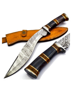 Cuchillo Kukri Nooraki KK155 de Acero Damasco 38.1 cm con Funda