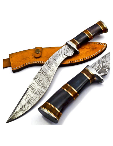 Cuchillo Kukri Nooraki KK155 de Acero Damasco 38.1 cm con Funda