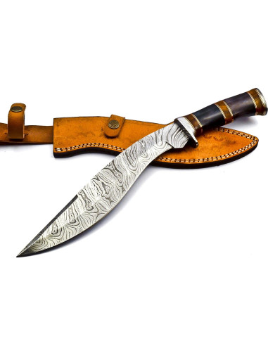 Cuchillo Kukri Nooraki KK155 de Acero Damasco 38.1 cm con Funda