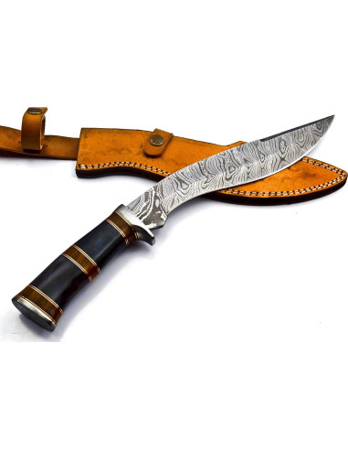 Cuchillo Kukri Nooraki KK155 de Acero Damasco 38.1 cm con Funda