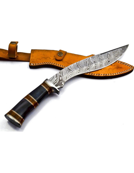 Cuchillo Kukri Nooraki KK155 de Acero Damasco 38.1 cm con Funda