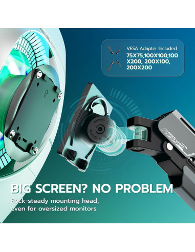Brazo de Monitor ARES WING Ultra Ancho con USB 24-57" 30 kg