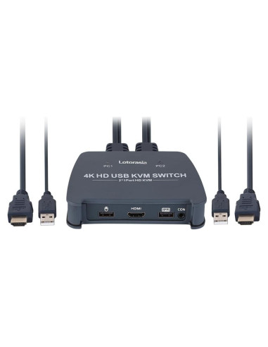 Interruptor KVM HDMI 4K 2 Computadoras Lotorasia con Cables
