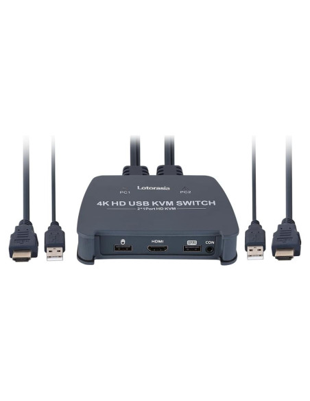 Interruptor KVM HDMI 4K 2 Computadoras Lotorasia con Cables