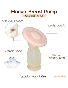 Extractor de Leche Materna Manual Mamahub de Silicona 110ml 2