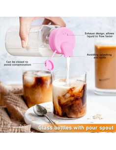 Botellas de Leche de Vidrio Cuadradas 473 ml - Paquete de 6 2