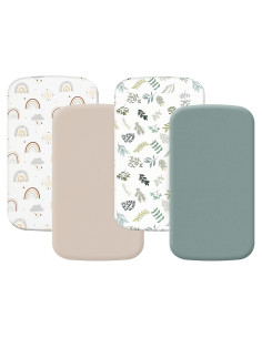 Paquete de 4 Sábanas Ajustables Haleeone para Cuna 88.9x53.3cm