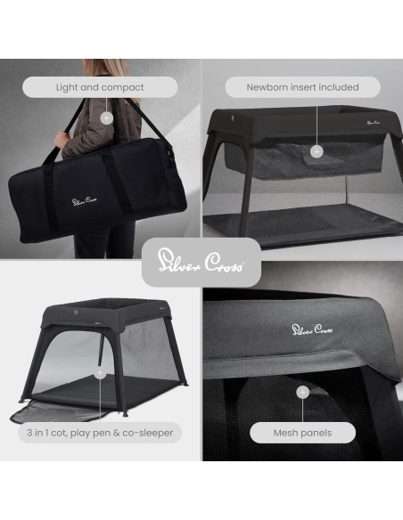 Cuna de viaje Silver Cross Sleep & Go 3 en 1 - Carbono Cuna de viaje Silver Cross Sleep & Go 3 en 1 - Carbono