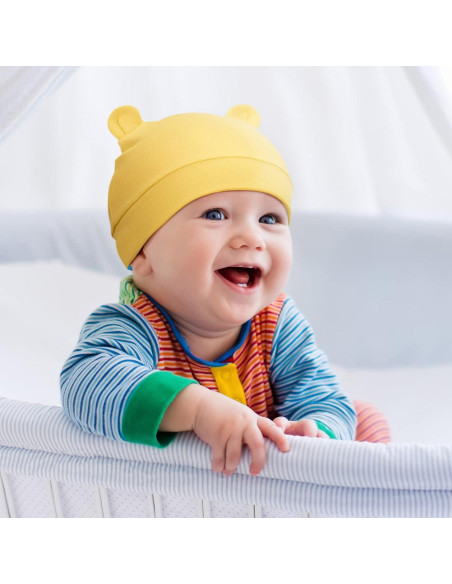 Geyoga 6 Gorros Beanie para Bebés 0-3 Meses con Orejas de Oso