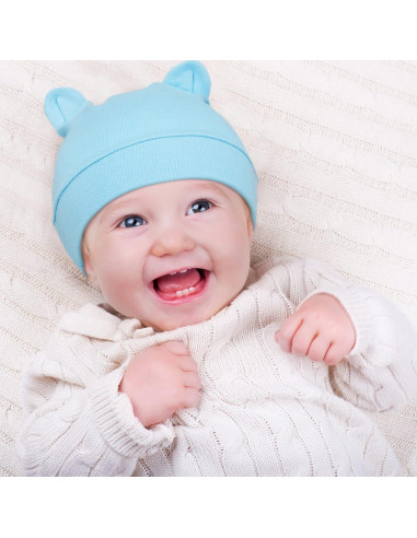 Geyoga 6 Gorros Beanie para Bebés 0-3 Meses con Orejas de Oso