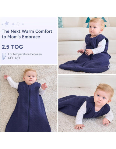 Saco de Sueño para Bebés Unnivoll 0-6 Meses Algodón 100%