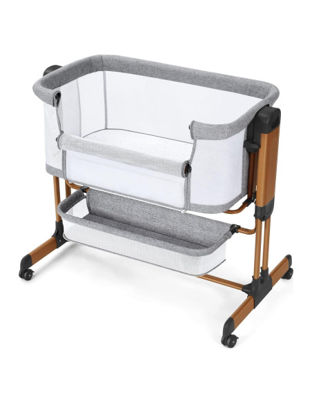 Cuna Mecedora 3 en 1 Ezebaby Gris Medio Ajustable con Ruedas