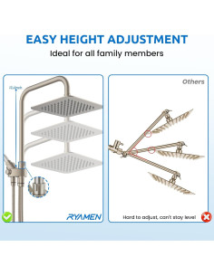 Combo Ducha Doble Ryamen 20.32 cm Lluvia y Mano Ajustable 2