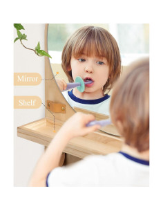 Espejo Circular Boho Maxpeuvon con Estante Madera 35.56x45.72 cm 2