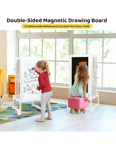 Escalera Ajustable KIDINIX para Niños - Torre de Aprendizaje Blanca