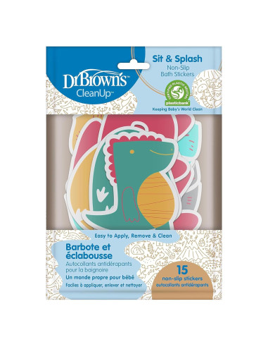 Pegatinas Antideslizantes Dr. Brown's CleanUp Dino 15 Unidades