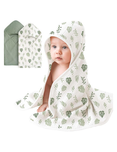 Toallas con Capucha de Muselina Coreeky 81x81 cm 2 Piezas