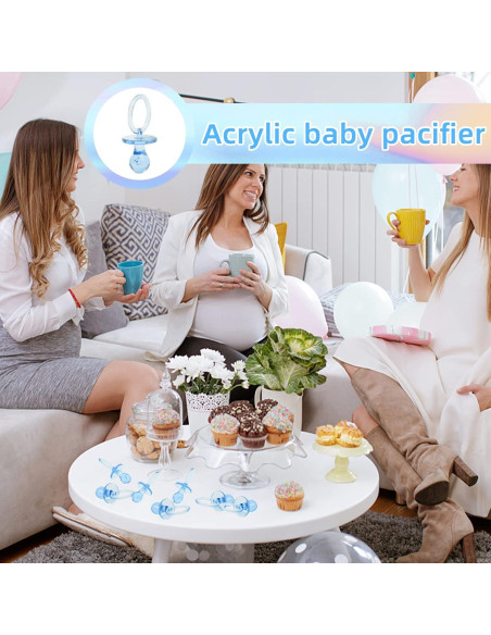 50 Chupetes de Acrílico Azul para Fiesta de Bebé DIY