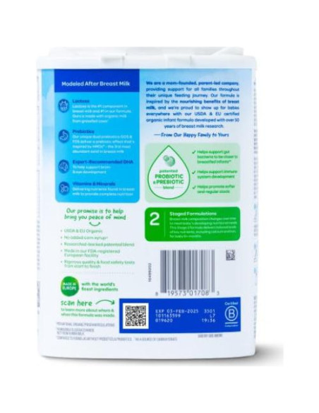 Feliz Bebé Fórmula Infantil Orgánica Etapa 2 649.9g