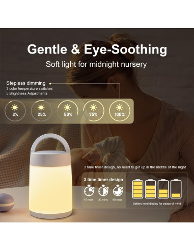 Luz Nocturna LED FOCULITY H1 Táctil y Portátil Carga USB