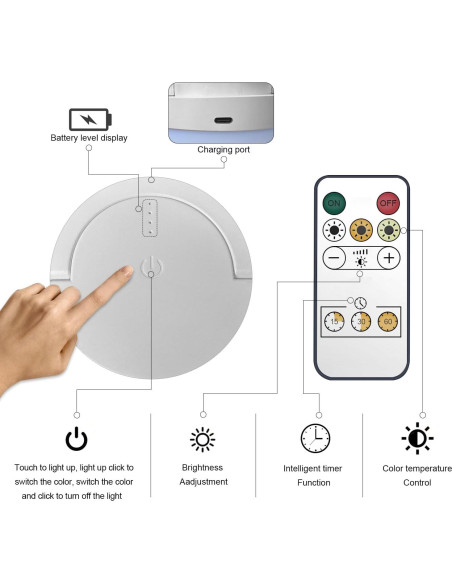 Luz Nocturna LED FOCULITY H1 Táctil y Portátil Carga USB