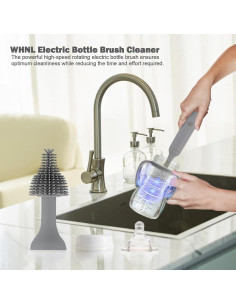 Limpiador Eléctrico de Botellas WHNL con 4 Cepillos Gris 2