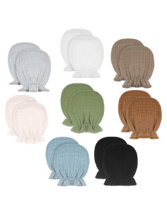 8 Pares Manoplas de Muselina para Bebés 0-6 Meses Algodón