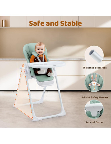 Silla Alta Portátil Ezebaby Verde para Bebés y Niños Pequeños