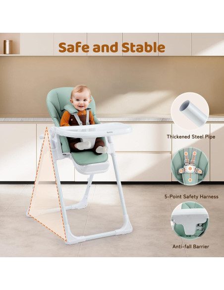 Silla Alta Portátil Ezebaby Verde para Bebés y Niños Pequeños