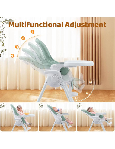 Silla Alta Portátil Ezebaby Verde para Bebés y Niños Pequeños