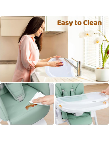 Silla Alta Portátil Ezebaby Verde para Bebés y Niños Pequeños