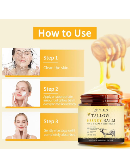 Bálsamo Hidratante Facial ZDQULX con Sebo de Res y Miel 120g