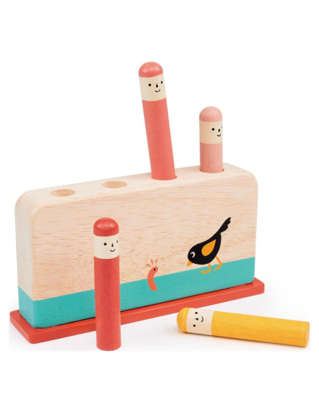 Juguete de Madera Mentari Early Bird Pop Up - 4 Gusanos - 18m+