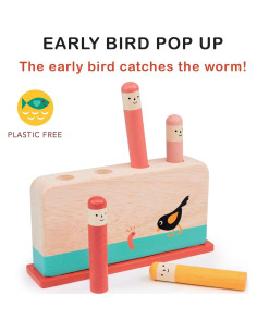 Juguete de Madera Mentari Early Bird Pop Up - 4 Gusanos - 18m+ 2