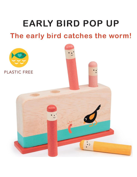 Juguete de Madera Mentari Early Bird Pop Up - 4 Gusanos - 18m+
