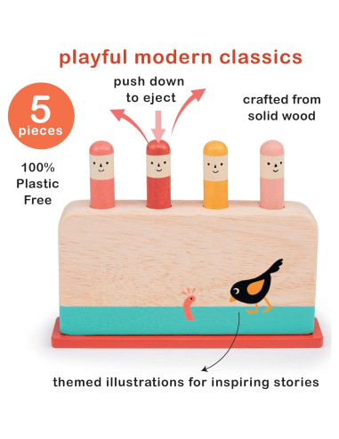 Juguete de Madera Mentari Early Bird Pop Up - 4 Gusanos - 18m+