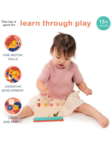 Juguete de Madera Mentari Early Bird Pop Up - 4 Gusanos - 18m+