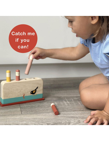 Juguete de Madera Mentari Early Bird Pop Up - 4 Gusanos - 18m+