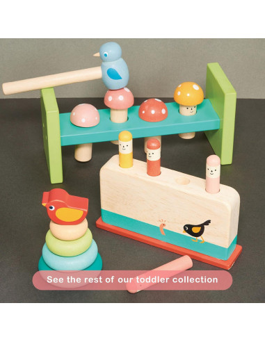 Juguete de Madera Mentari Early Bird Pop Up - 4 Gusanos - 18m+