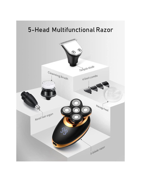 Afeitadora eléctrica 5 en 1 Dghvin Oro 5D recargable USB