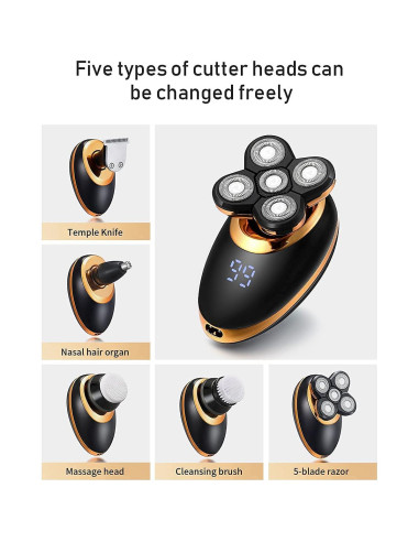 Afeitadora eléctrica 5 en 1 Dghvin Oro 5D recargable USB