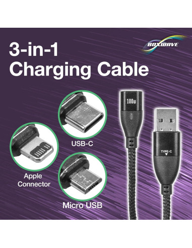 Cable USB Tipo-C BoxWave MagnetoSnap 100W para Elgato