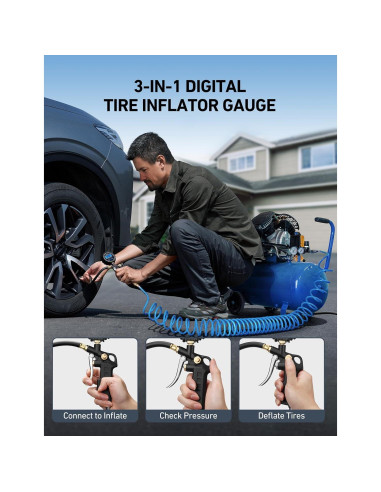 Manómetro Digital de Neumáticos AstroAI 250 PSI con Inflador