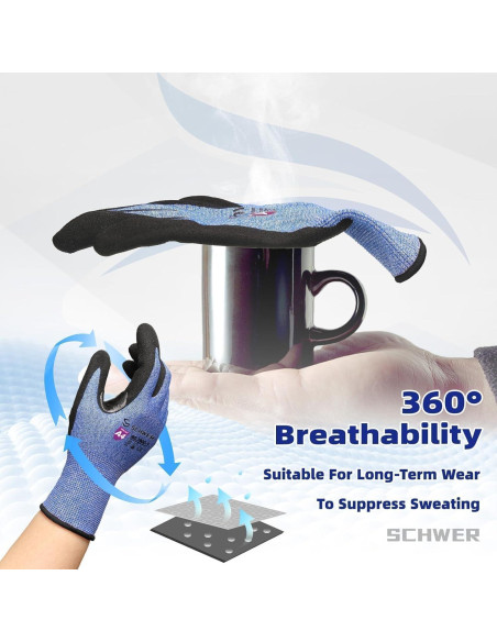Guantes de Trabajo Schwer AR3900 A4 Anti Corte Azul S