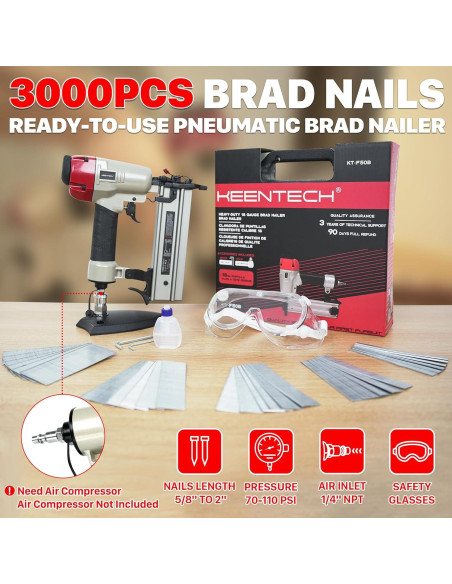 Clavadora Neumática KEENTECH F50B 18 Gauge 2 en 1 con Estuche